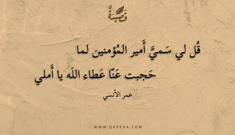 قصيدة قل لي سمي أمير المؤمنين لما