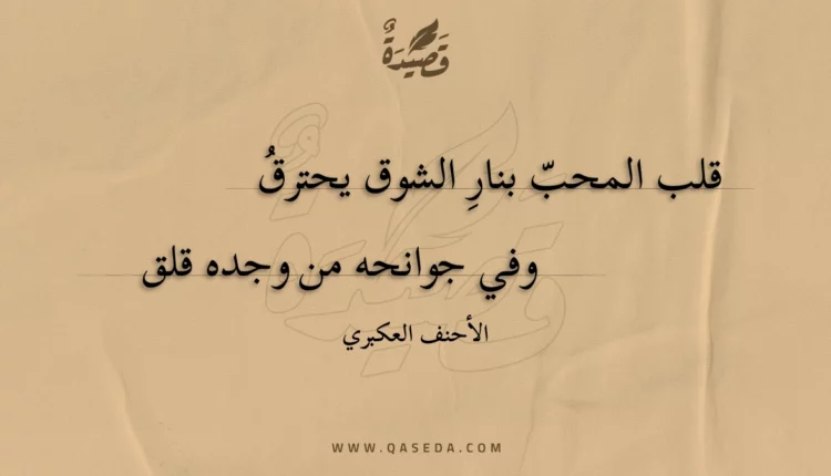قصيدة قلب المحب بنار الشوق يحترق