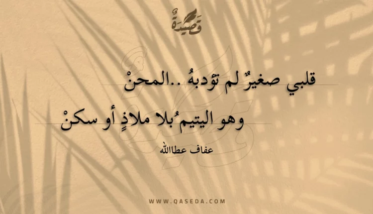 قصيدة قلبي صغير لم تؤدبه ..المحن
