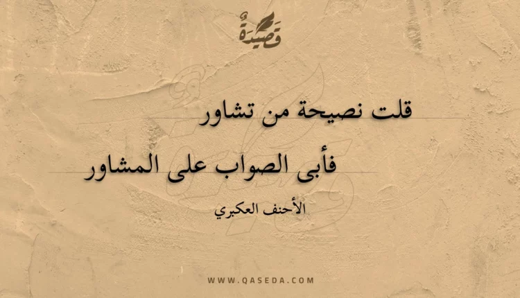 قصيدة قلت نصيحة من تشاور