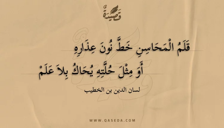 قصيدة قلم المحاسن خط نون عذاره