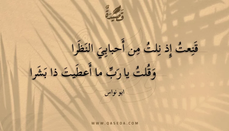 قصيدة قنعت إذ نلت من أحبابي النظرا