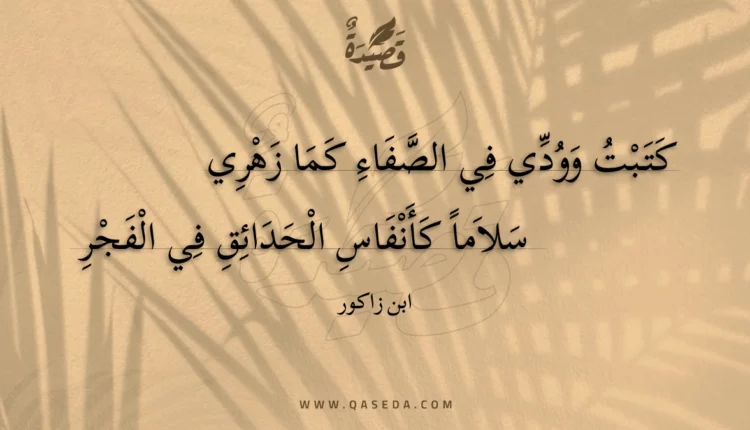 قصيدة كتبت وودي في الصفاء كما زهري
