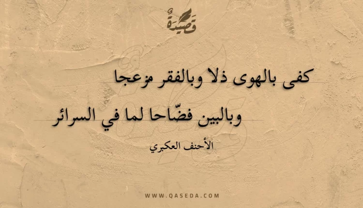 قصيدة كفى بالهوى ذلا وبالفقر مزعجا