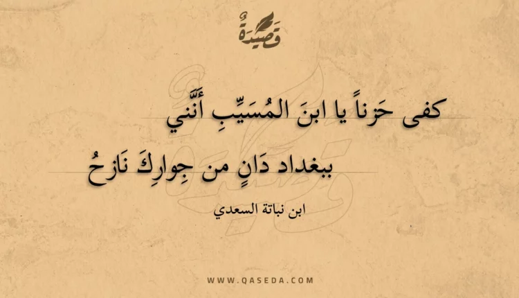 قصيدة كفى حزنا يا ابن المسيب أنني