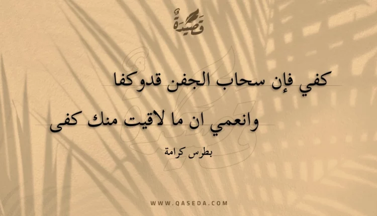 قصيدة كفي فإن سحاب الجفن قد وكفا