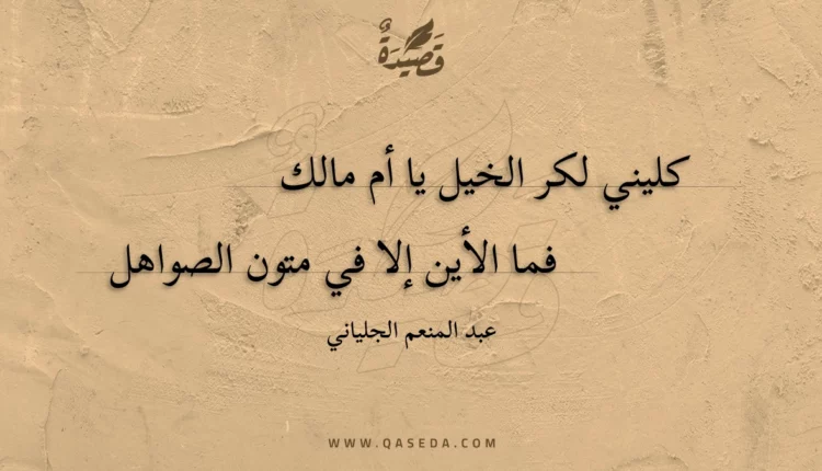 قصيدة كليني لكر الخيل يا أم مالك