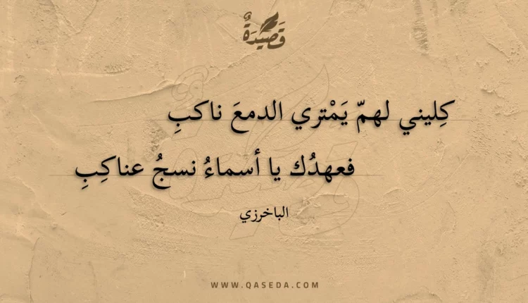 قصيدة كليني لهم يمتري الدمع ناكب