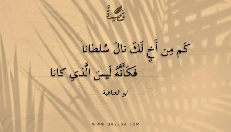 قصيدة كم من أخ لك نال سلطانا