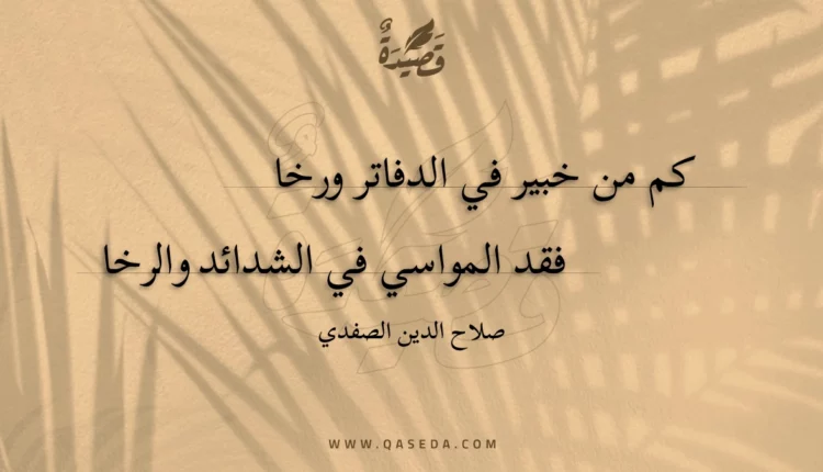 قصيدة كم من خبير في الدفاتر ورخا