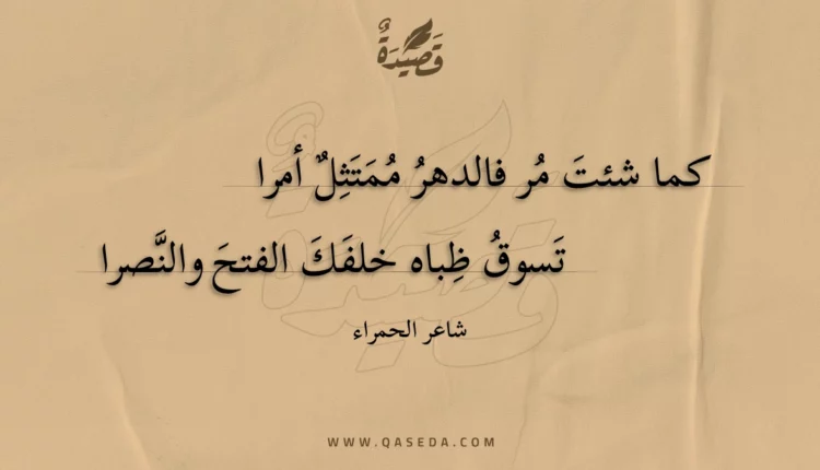 قصيدة كما شئت مر فالدهر ممتثل أمرا