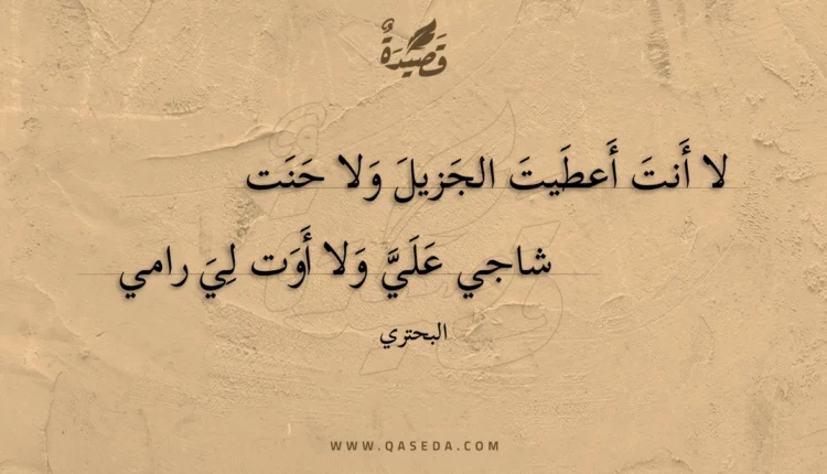 قصيدة لا أنت أعطيت الجزيل ولا حنت