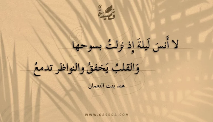 قصيدة لا أنس ليلة إذ نزلت بسوحها