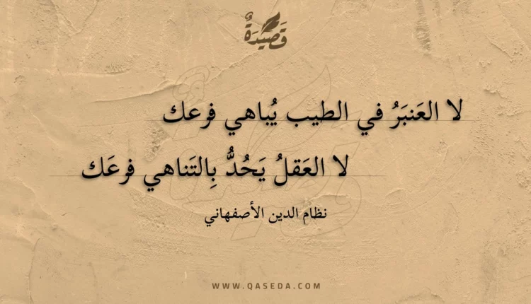 قصيدة لا العنبر في الطيب يباهي فرعك