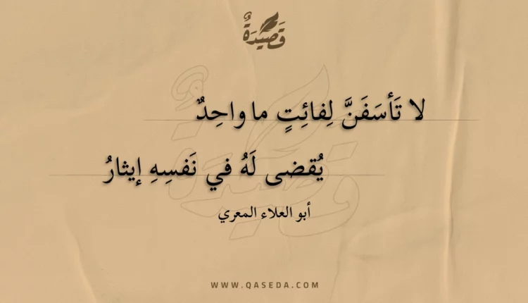قصيدة لا تأسفن لفائت ما واحد