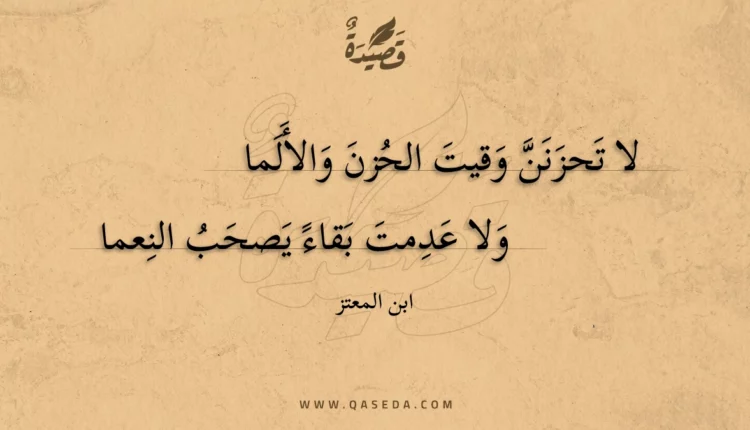 قصيدة لا تحزنن وقيت الحزن والألما