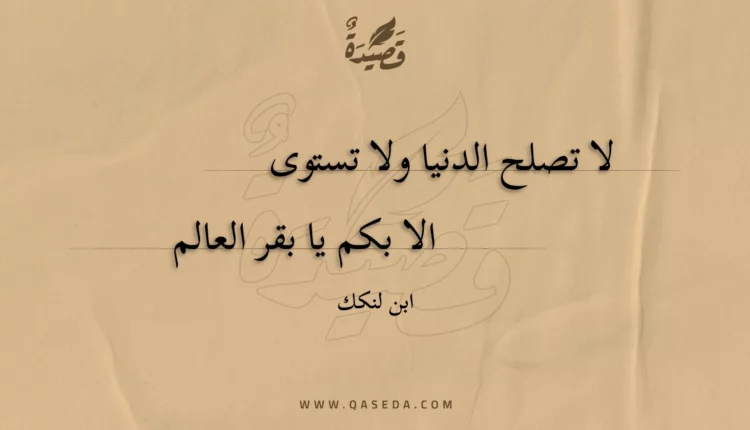 قصيدة لا تصلح الدنيا ولا تستوى