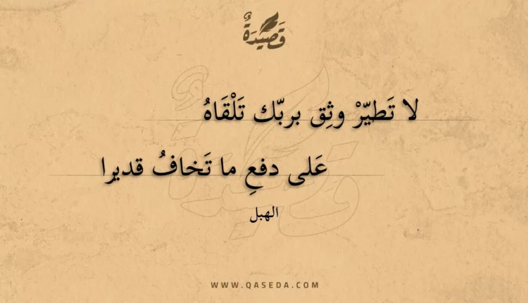 قصيدة لا تطير وثق بربك تلقاه