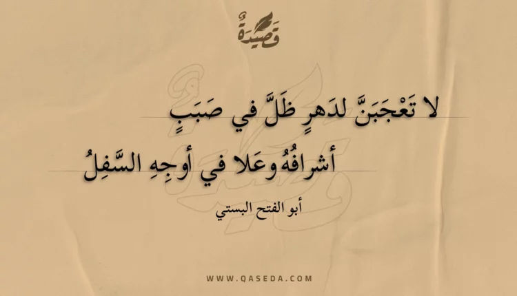 قصيدة لا تعجبن لدهر ظل في صبب