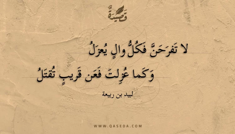 قصيدة لا تفرحن فكل وال يعزل