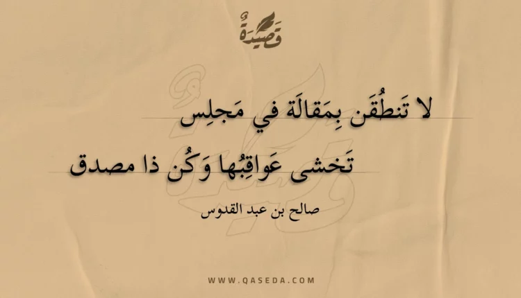 قصيدة لا تنطقن بمقالة في مجلس