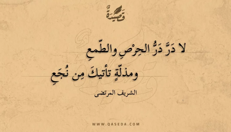 قصيدة لا در در الحرص والطمع