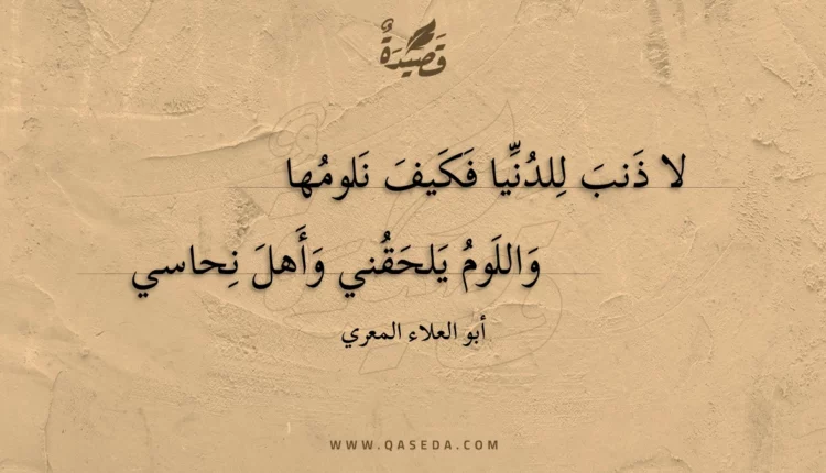 قصيدة لا ذنب للدنيا فكيف نلومها