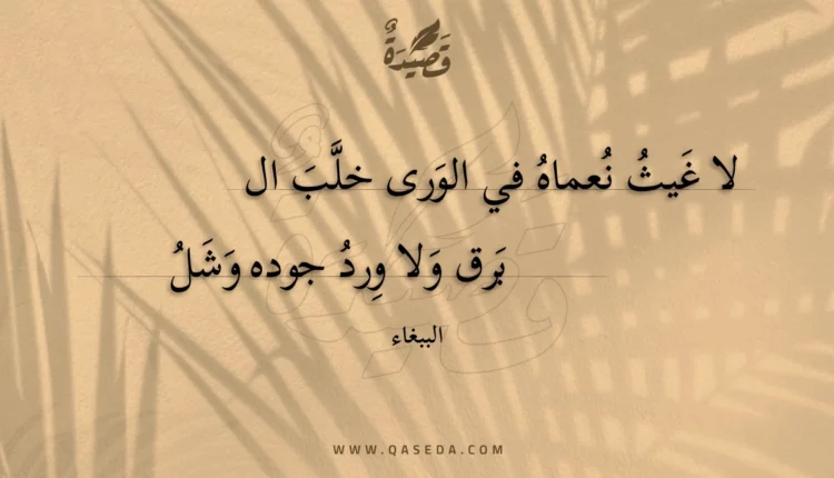 قصيدة لا غيث نعماه في الورى خلب