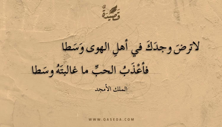 قصيدة لاترض وجدك في أهل الهوى وسطا
