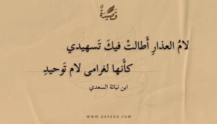 قصيدة لام العذار أطالت فيك تسهيدي