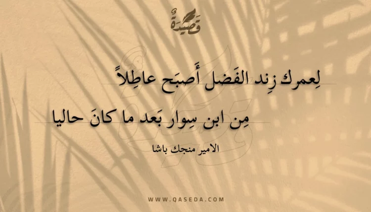 قصيدة لعمرك زند الفضل أصبح عاطلا