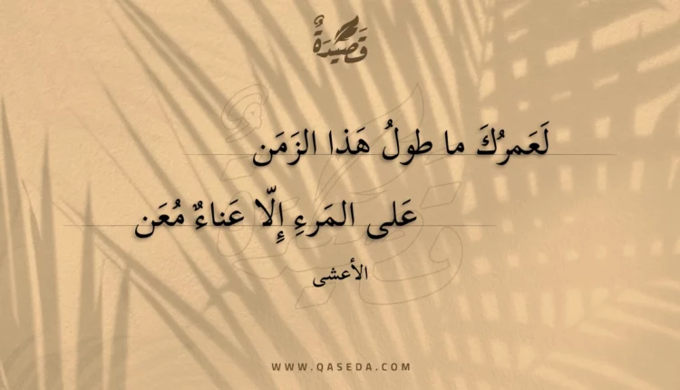قصيدة لعمرك ما طول هذا الزمن
