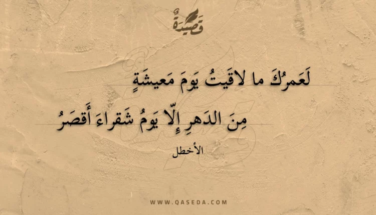 قصيدة لعمرك ما لاقيت يوم معيشة