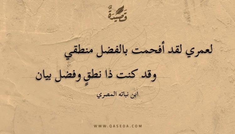 قصيدة لعمري لقد أفحمت بالفضل منطقي