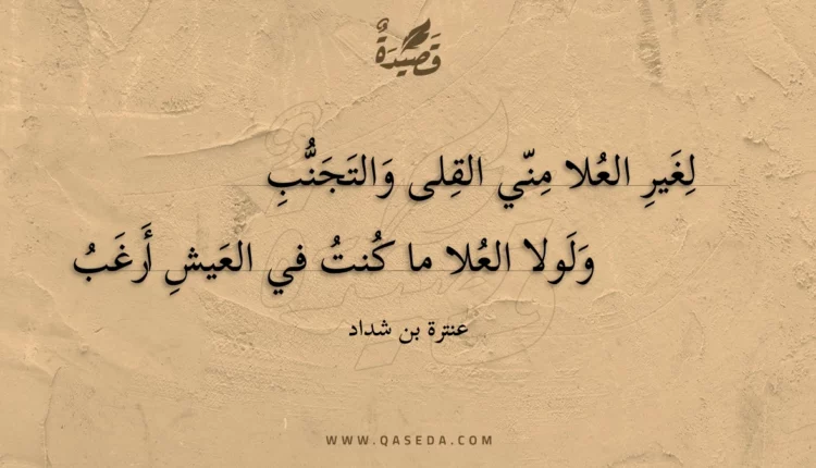 قصيدة لغير العلا مني القلى والتجنب