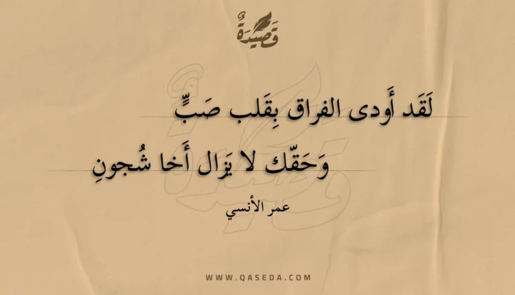 قصيدة لقد أودى الفراق بقلب صب