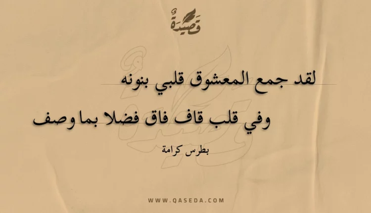 قصيدة لقد جمع المعشوق قلبي بنونه