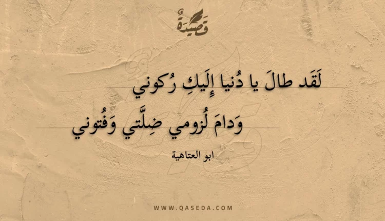قصيدة لقد طال يا دنيا إليك ركوني