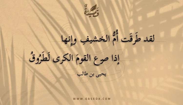 قصيدة لقد طرقت أم الخشيف وإنها