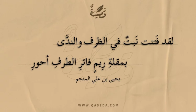 قصيدة لقد فتنت نبت في الظرف والندى