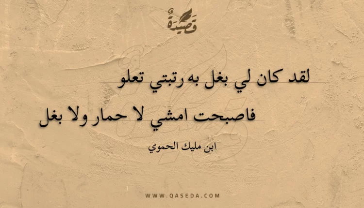 قصيدة لقد كان لي بغل به رتبتي تعلو