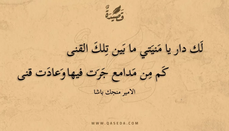 قصيدة لك دار يا منيتي ما بين تلك القنى