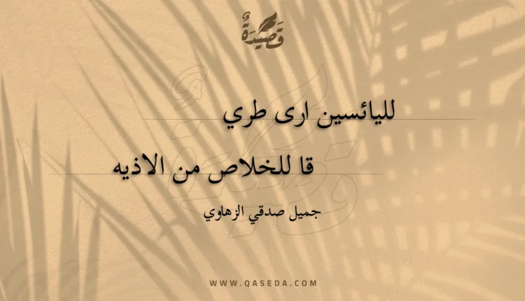 قصيدة لليائسين ارى طريقا