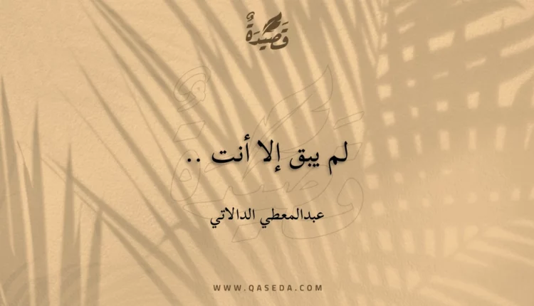 قصيدة لم يبق إلا أنت ..