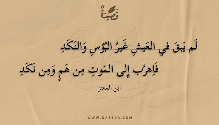 قصيدة لم يبق في العيش غير البؤس والنكد