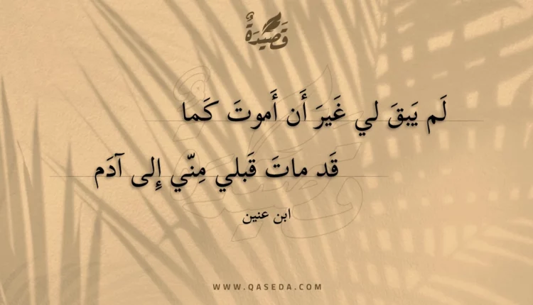 قصيدة لم يبق لي غير أن أموت كما