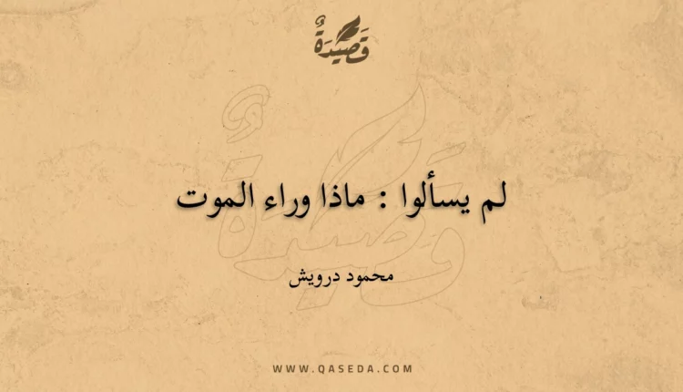 قصيدة لم يسألوا : ماذا وراء الموت