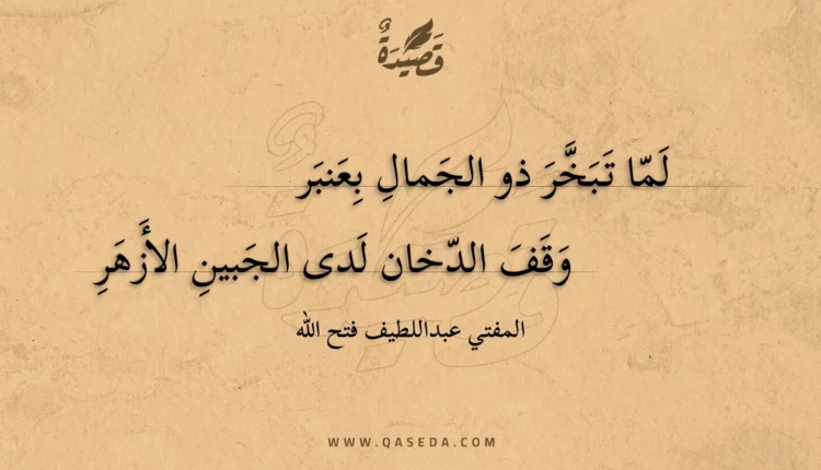 قصيدة لما تبخر ذو الجمال بعنبر
