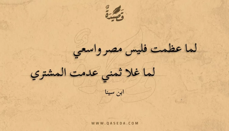 قصيدة لما عظمت فليس مصر واسعي