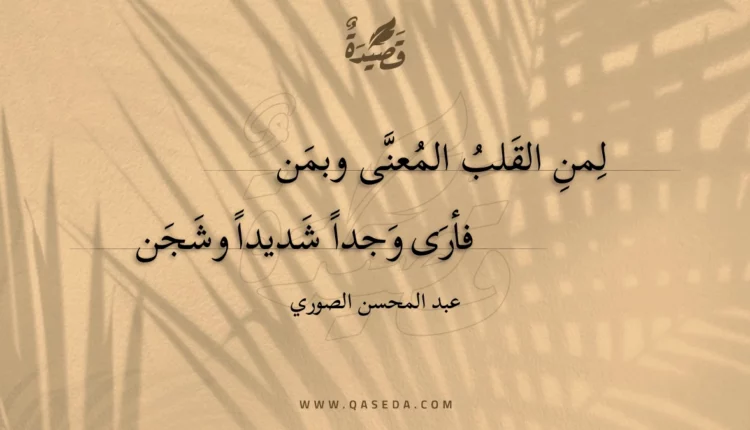 قصيدة لمن القلب المعنى وبمن